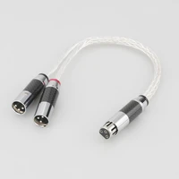 8ag silver plated xlr female to dual xlr male y splitter 3pin balanced microphone cable rhodium plated xlr plug hif