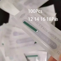 100pcs 12 14 16 18 flex blades 0 18mm green microblading needles for tattoo lamina tebori permanent makeup agulhas needles