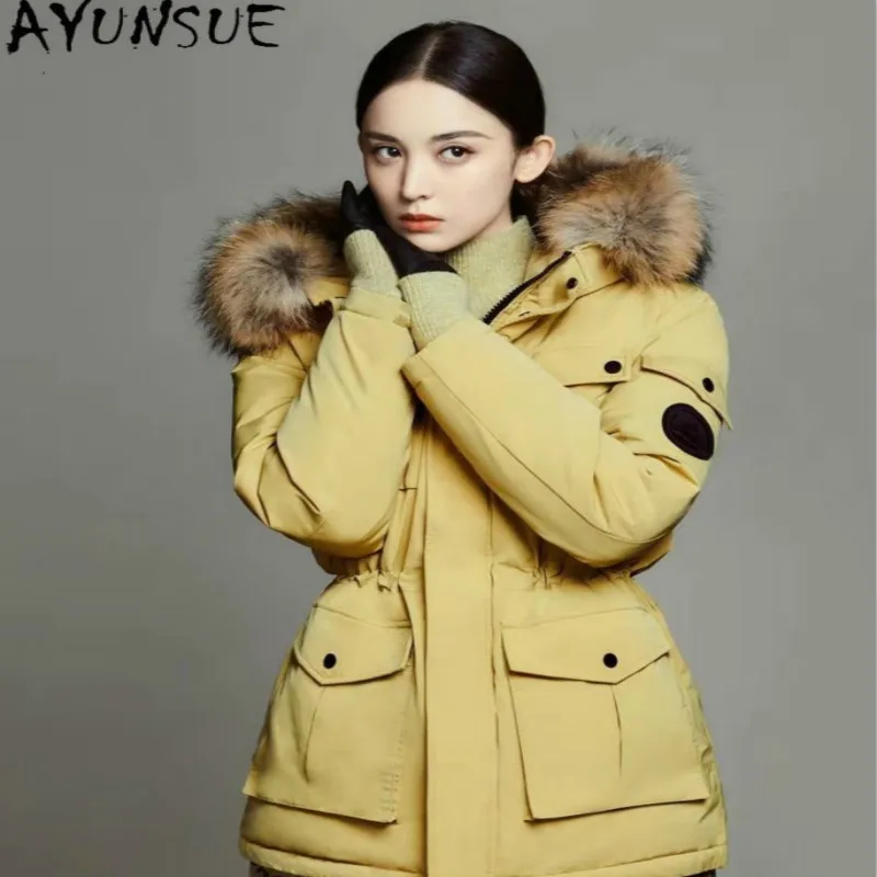 

AYUNSUE Women's Jacket Warm Winter Down Jacket Hooded Woman Coat Female Raccoon Dog Fur Collar Parka 2020 Mujer Chaqueta PPH1372