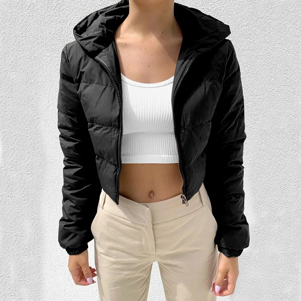 

2021 Winter Jacket Women Coat Hooded Cotton Jacket Winter Women Ladies Puffer Coat Women Elegant Casual Warm Cropped Parka Mujer