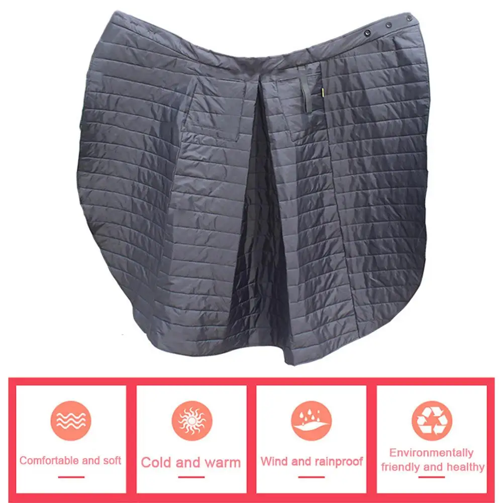Winter Riding Windproof Warm Cotton Skirt Knee Leg Cover Waterproof Cold High Waist Electric Motorcycle Black |