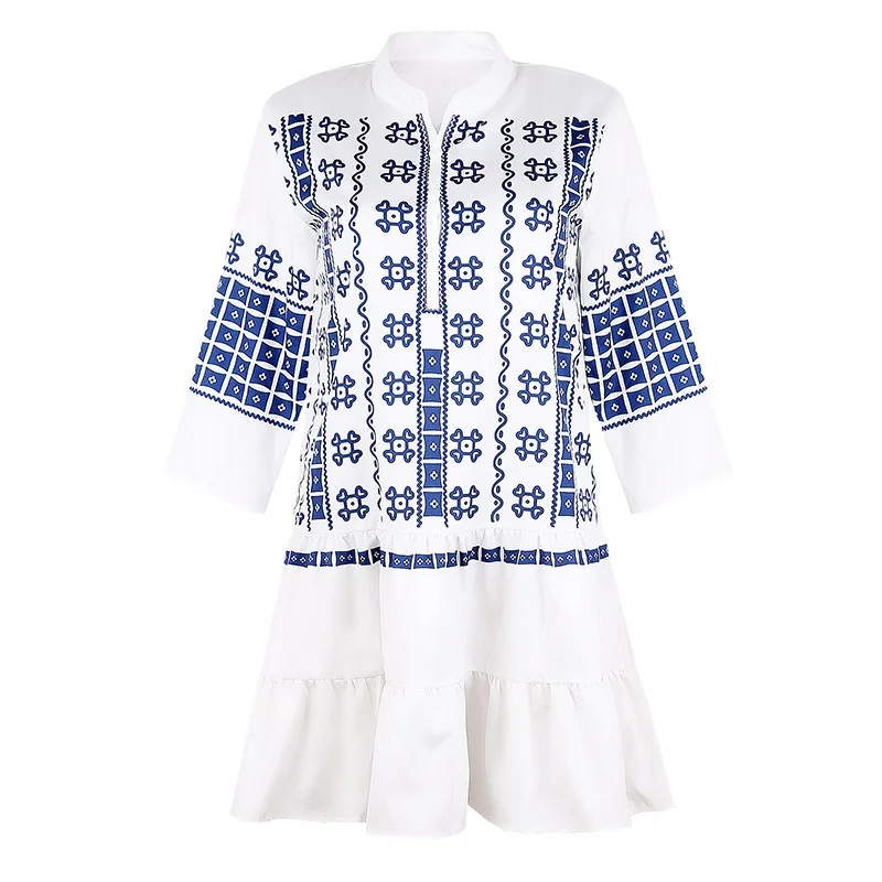 

Bohemian Style Women Dresses Retro Female Loose Fashion Dresses Casual Women Dress 2XL