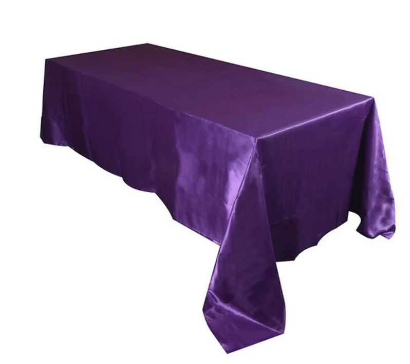 145x320cm White/Black Tablecloths Table Cover Rectangular Satin Tablecloth for Wedding Birthday Party Hotel Banquet Decoration