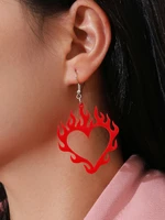 funny flame heart pendant drop earrings for women couple punk fashion gifts jewelry accessories pendientes boucle oreille femme