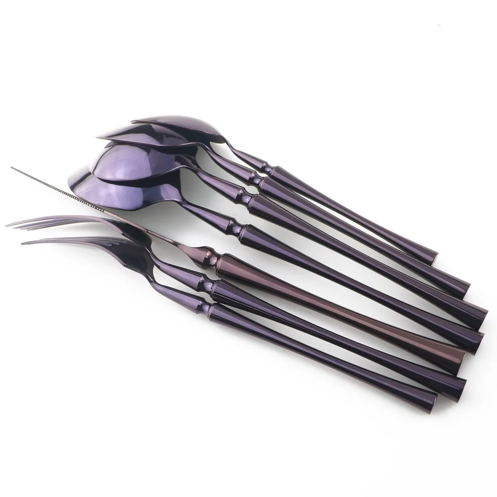 Фиолетовая высококачественная металлическая столовая посуда 304 столовые