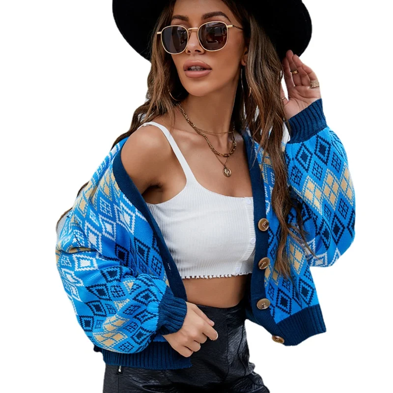 

Sweater 2021 autumn and winter new retro long sleeve knit coat Europe and America women loose knit cardigan