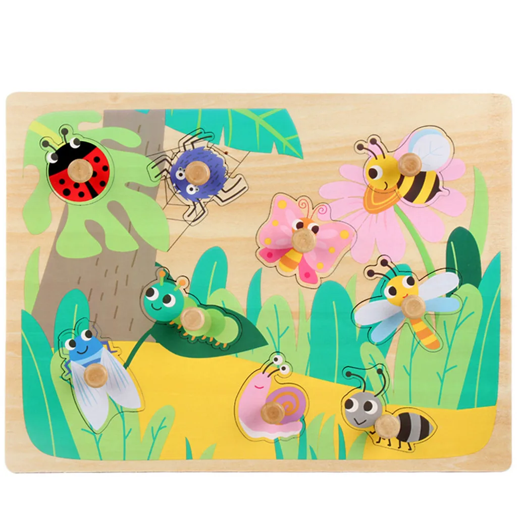 Eucational головоломки игрушки для детей деревянные доска игрушка красочные животные