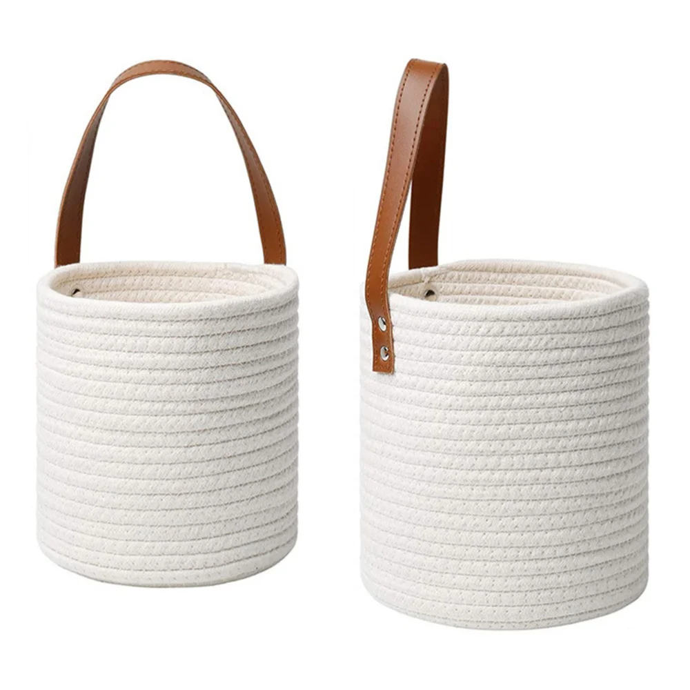 

2pcs Hand Woven Indoor Plant Hangers Hanging Planter Baskets for Home (White)