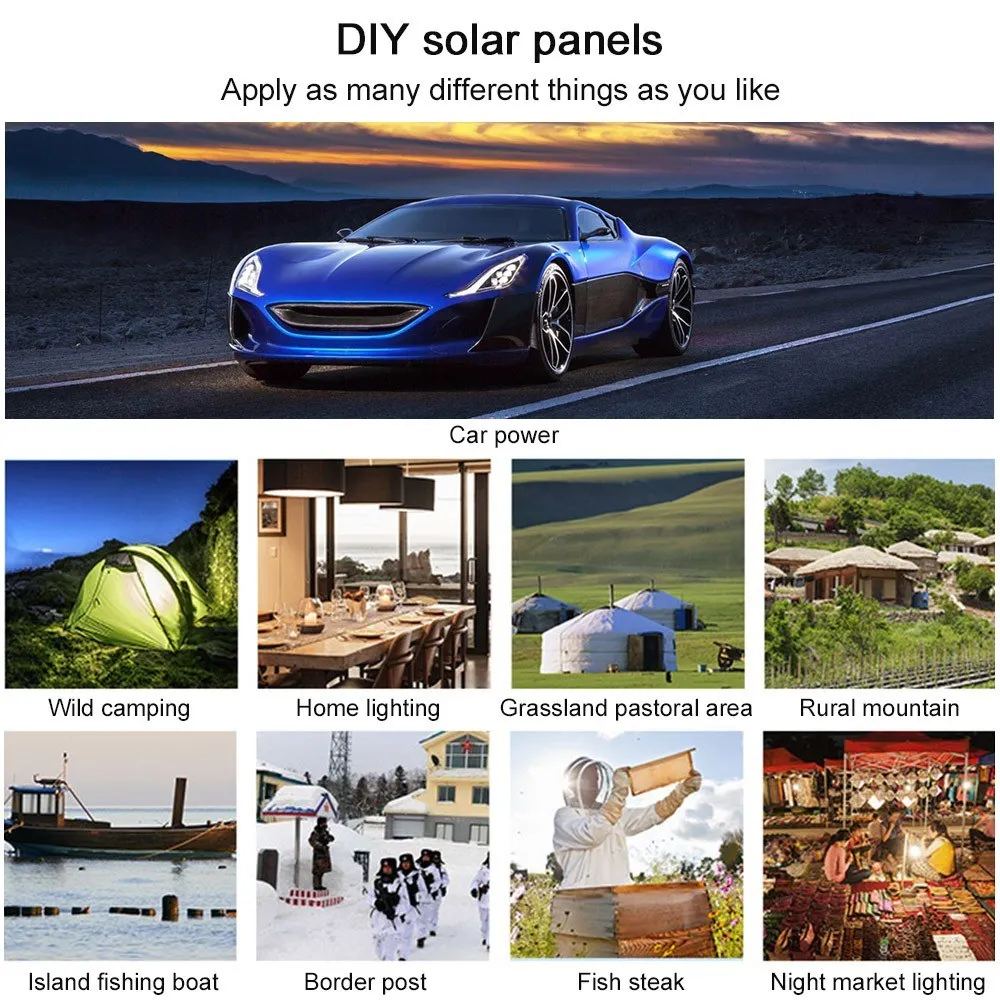 High Conversion Rate Car Solar Panel 6V 6W Polycrystalline Silicon Solar Panel Drop shipping