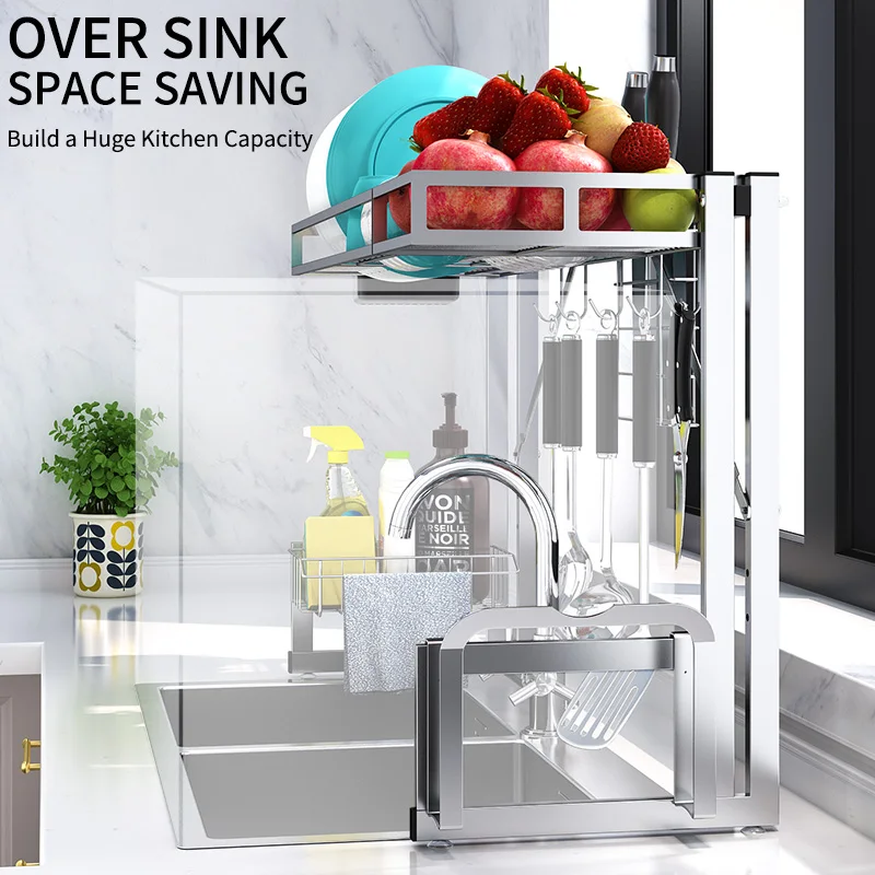 Кухонная полка из нержавеющей стали для сушки посуды бытовой Органайзер