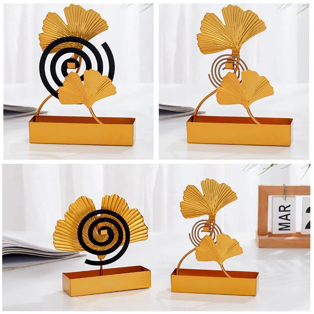 

1pcs Ginkgo Leaf Mosquito Coil Holder Wrought Iron Coil Rack Supplies Mosquito Holder Repellent Anti-mosquito Portable Fire L3P8