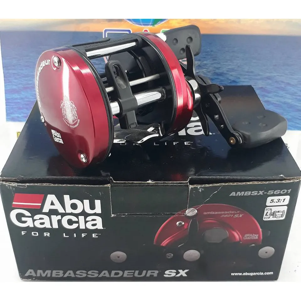 

Abu Garcia Ambassadeur SX Round Reel AMBSX 5.3:1 Ratio 12.5LB/5.6KG Max Drag 4 Bearing Count Centrifugal Braking System