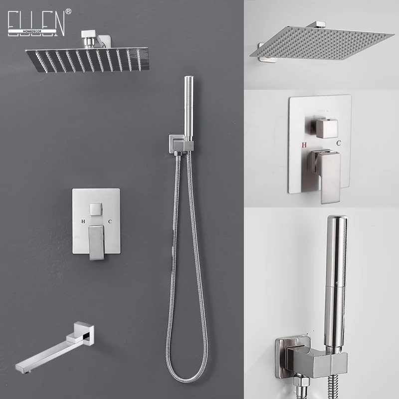 Brushed Rainfall Shower Combo Sets With Handshower Concealed