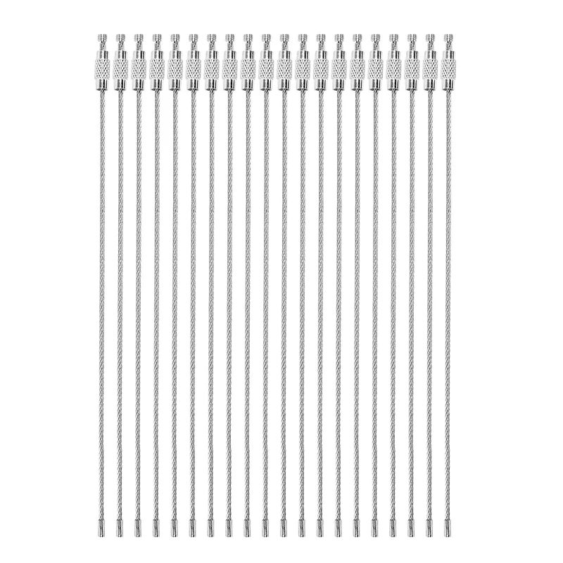 

20-Pack-Silver Ultra Tough Stainless Steel String Wire Luggage Tags Loop Key Rings