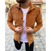 fashion oversized mens long sleeve striped shirts 2021autumn new casual solid color corduroy shirt cargo button up shirt chemise