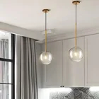 Современный минималистичный подвесной светильник, креативный светильник с градиентным золотым стеклянным шариком для ресторана, спальни, прикроватного столика, бара