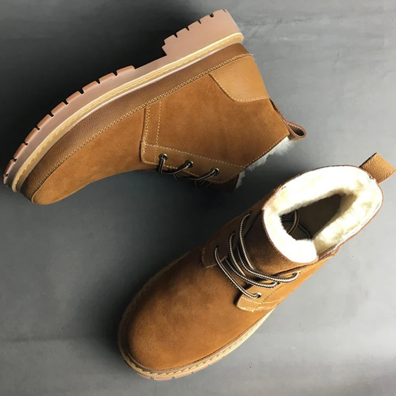 

Mens Winter Boots Retro Handmade Snow Boots Non-slip Thick Wool Shoes Cold Resistant Shoes Lace up Boots Zapatos para hombres