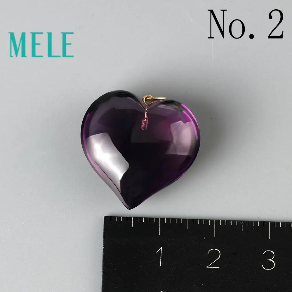 Женский и мужской кулон с натуральным аметистом в форме сердца из натурального