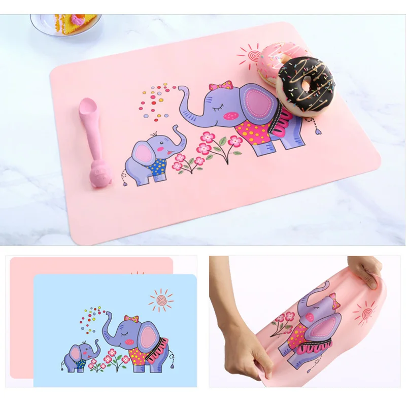 Милый силиконовый Настольный коврик со слоном для детей нескользящий