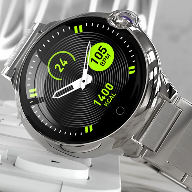 Смарт часы браслет Круглый HD экран Поддержка монитор сердечного ритма шагомер