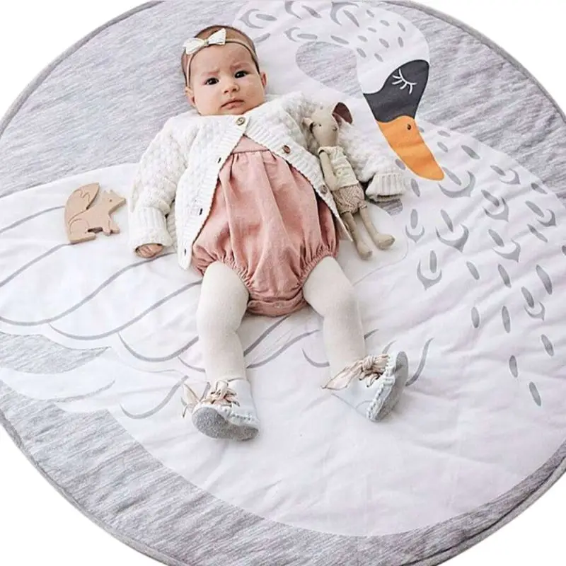 

Baby Toddlers Play Floor Mat Cartoon Swan Kids Crawling Blanket Children Room Stroller Decor Props