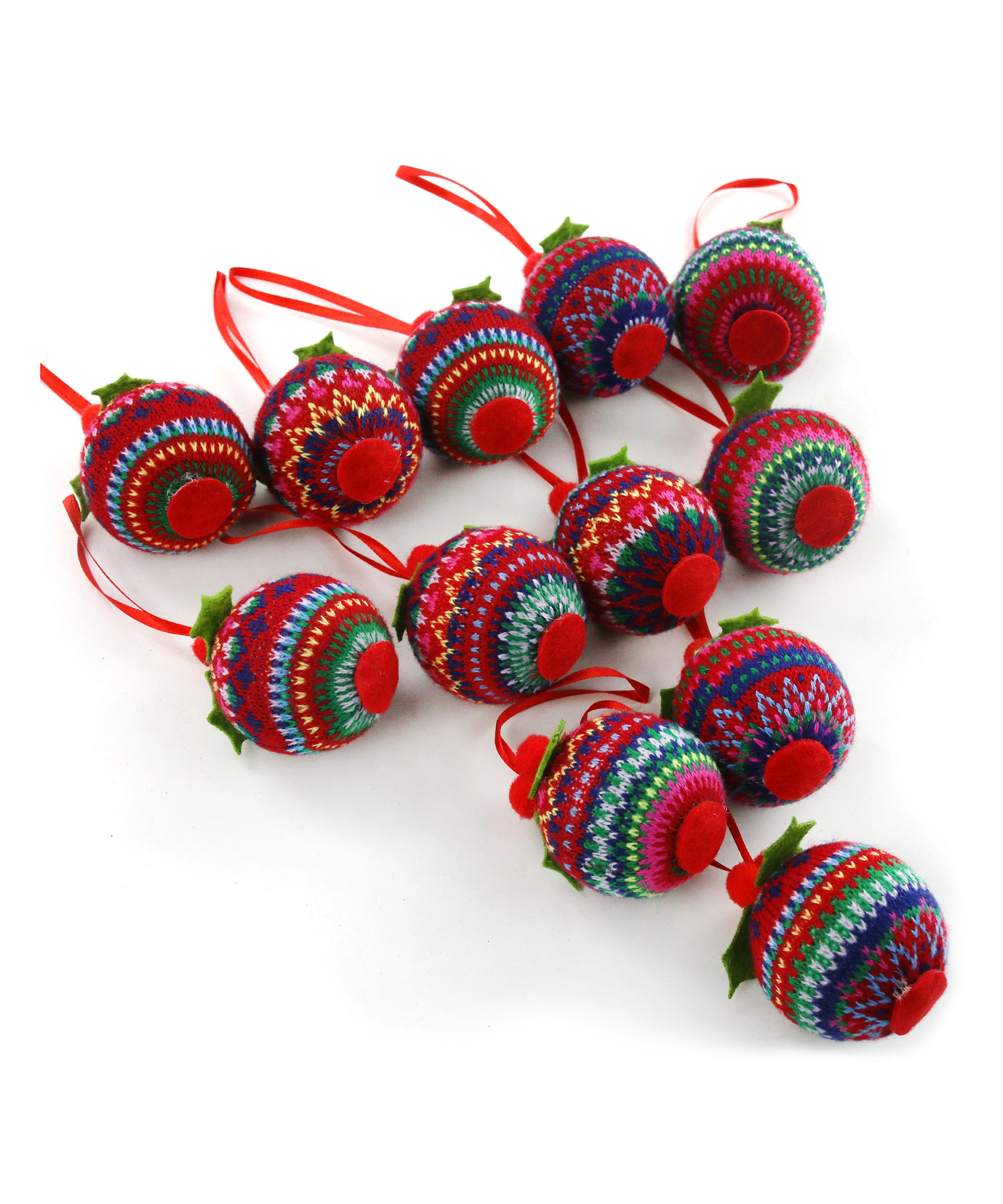 Прямая поставка вязаные рождественские украшения в форме шара с яркими
