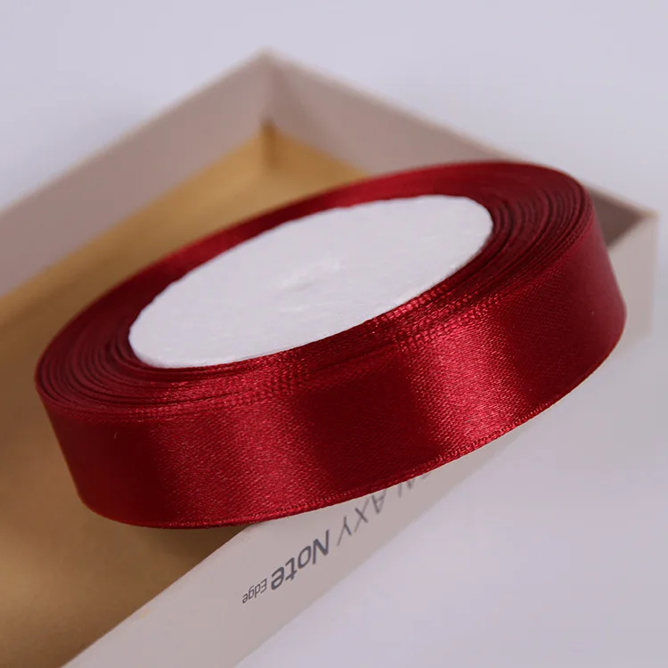 Бордовые шелковые атласные ленты 22 метра/рулон DIY ремесла ткань Рождество