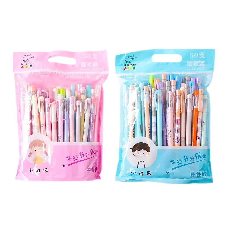 

30/50Pcs Cute Cartoon Gel Pen A Bag of Pens Set Examination Writing Black Carbon Gel Pen Set Kids Students Gift Office Supplies