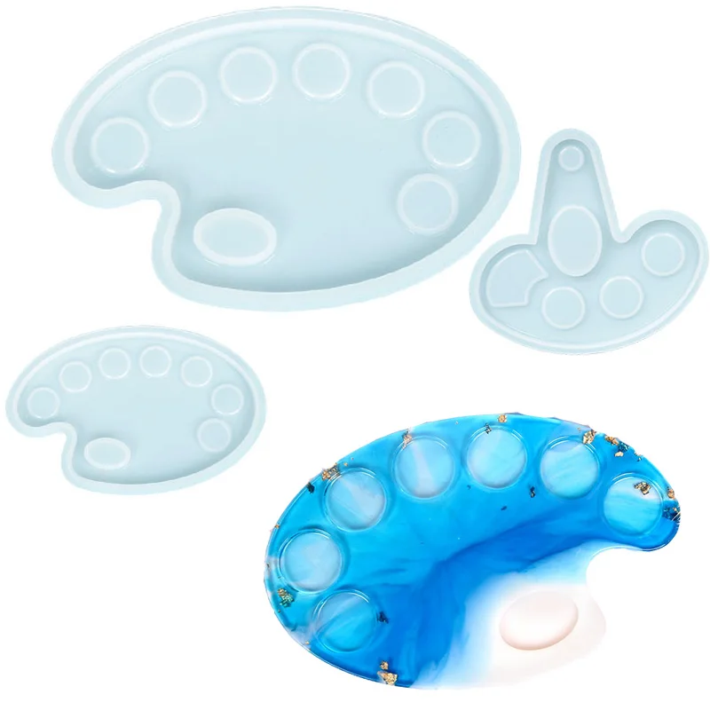 

Big Size Handmade Crystal Paint Palette Epoxy Resin Casting Silicone Mold 11x7 Inches Oval Shape DIY Art Craft Painting Moldle