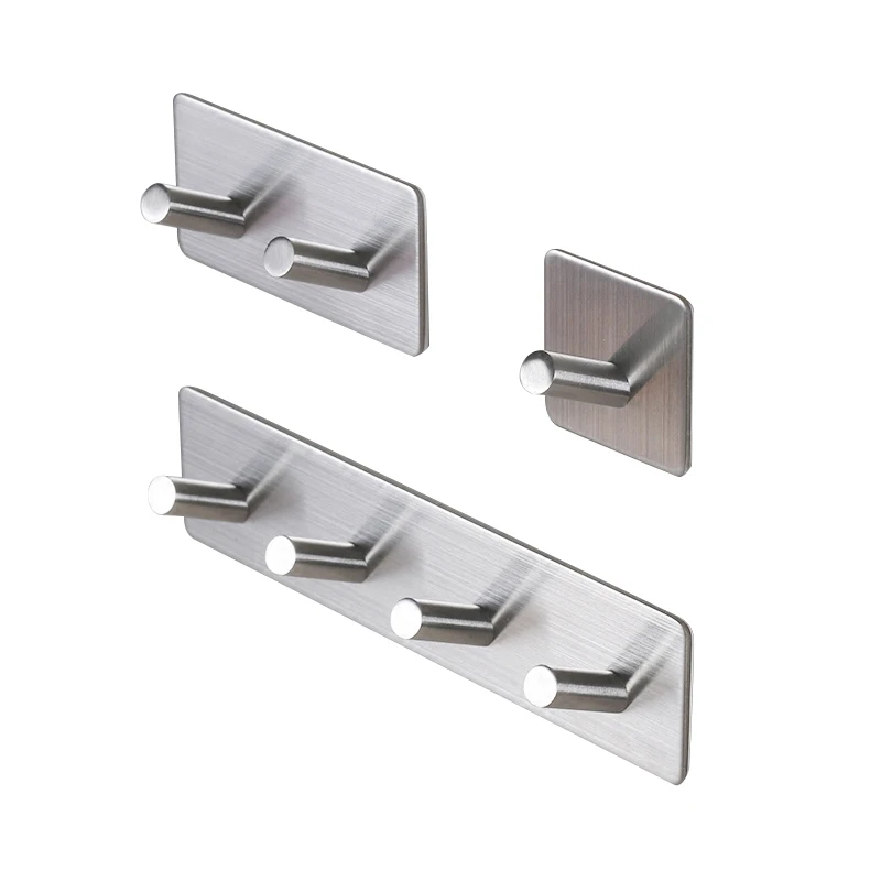 

3M Self Adhesive Wall Door Back Hooks Heavy Duty Stainless Steel Clothes Hanger Bathroom Kitchen Towel Rustproof Hook