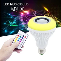smart e27 12w ampoule led bulb rgb light wireless bluetooth audio speaker music playing dimmable lamp with 24 key remote control
