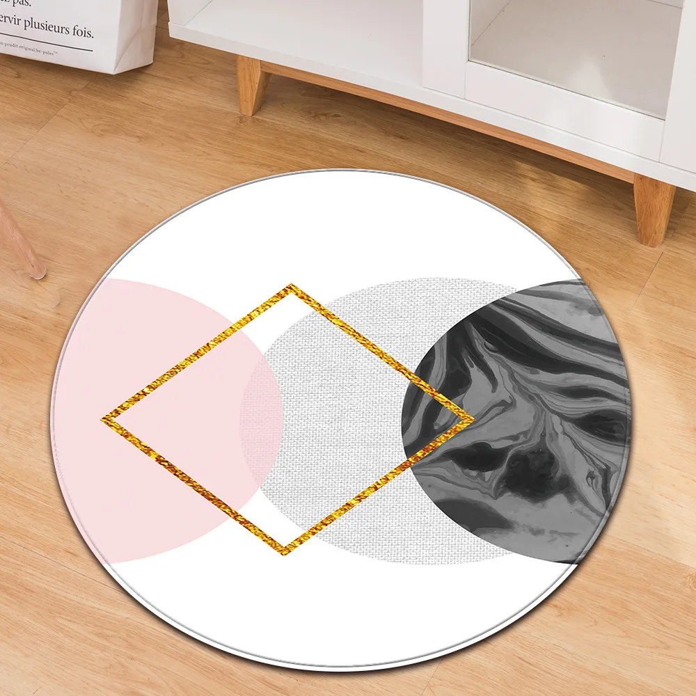 

3D Art Printing Ice Cream Geometric Printing Non-slip Round Small Floor Mat Floor Mat Bedroom Living Room Home Decoration
