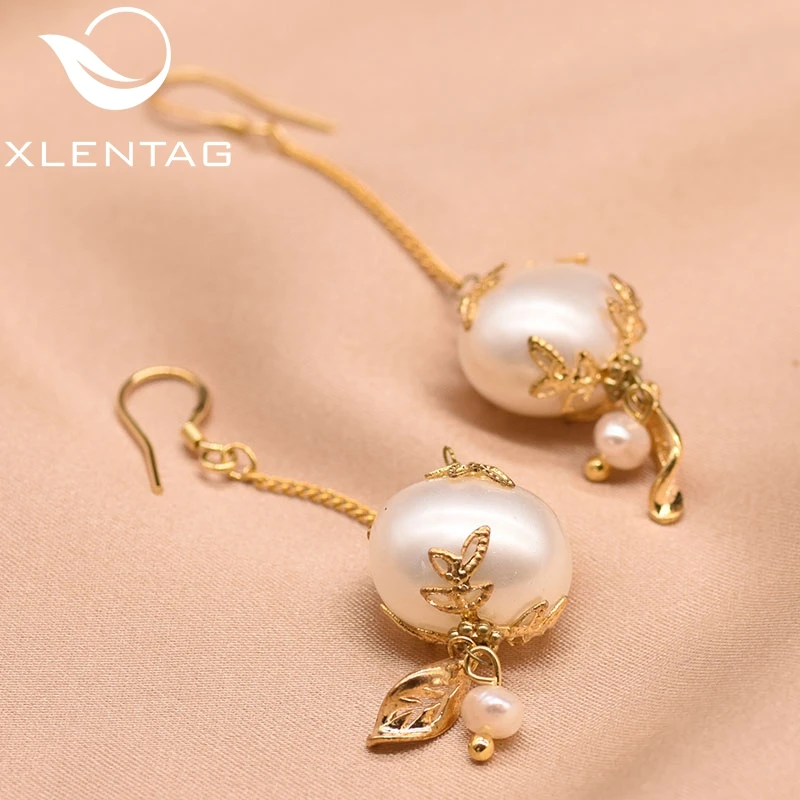 Женские серьги-подвески XlentAg длинные серьги-капельки с жемчугом и кисточками