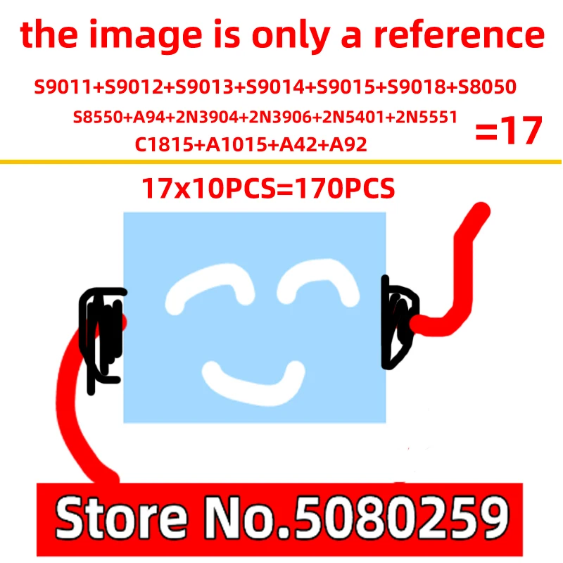 

170PCS in-line triode package TO-92 commonly used electronic component package PNP NPN