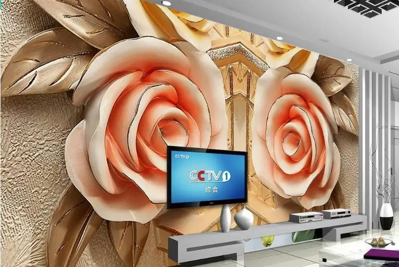 3D фото настенная бумажная Роза рельефная бумага 3d для гостиной спальни обои ТВ