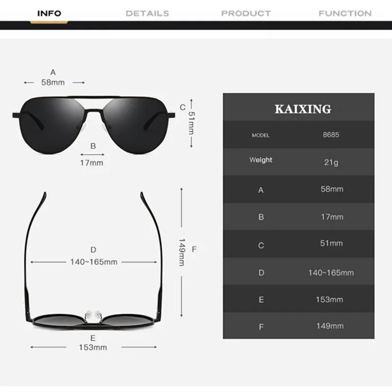 

KAIXING New Fashion Sunglasses Women Aluminum Polarized Oval Driving Goggles Smart Photochromic Sun Glasses For Men UV400 KX106