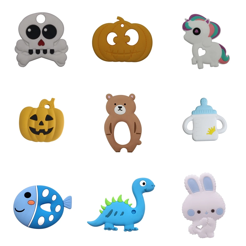 

1pc Silicone Halloween Skull Head Teether DIY Baby Pacifier Dummy Sensory Pendant Teething Toy BPA Free Baby Accessories