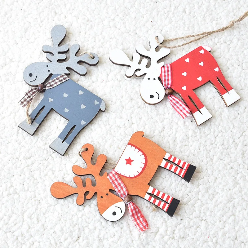 Wood Painted Elk Car Pendant Christmas Decoration Auto Hanging Ornaments Rearview Mirror Wooden Interior Accessories | Автомобили и