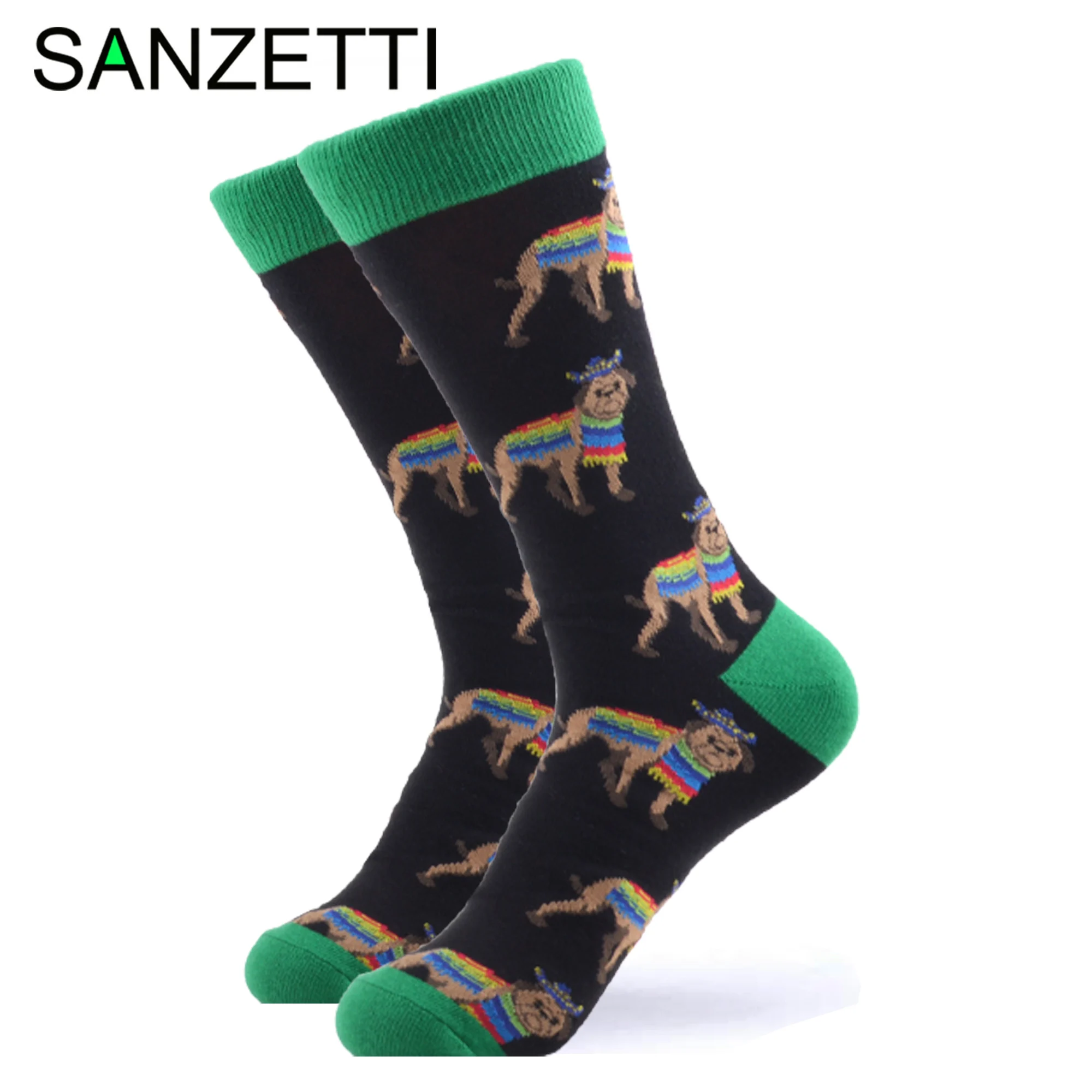 1 пара мужские носки из чесаного хлопка с принтом животных|Мужские носки| |