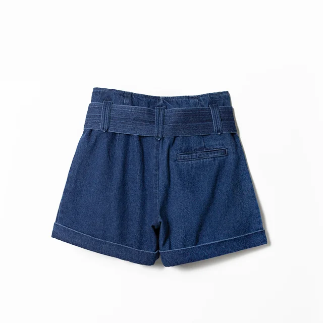 

Women's Curled Denim Shorts High Waist Simple Solid Color 2021 Summer New Ladies Casual Shorts with Sashes
