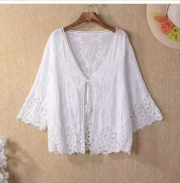 

Swimsuit smock Crochet beach lace cardigan large women's Bikini smock