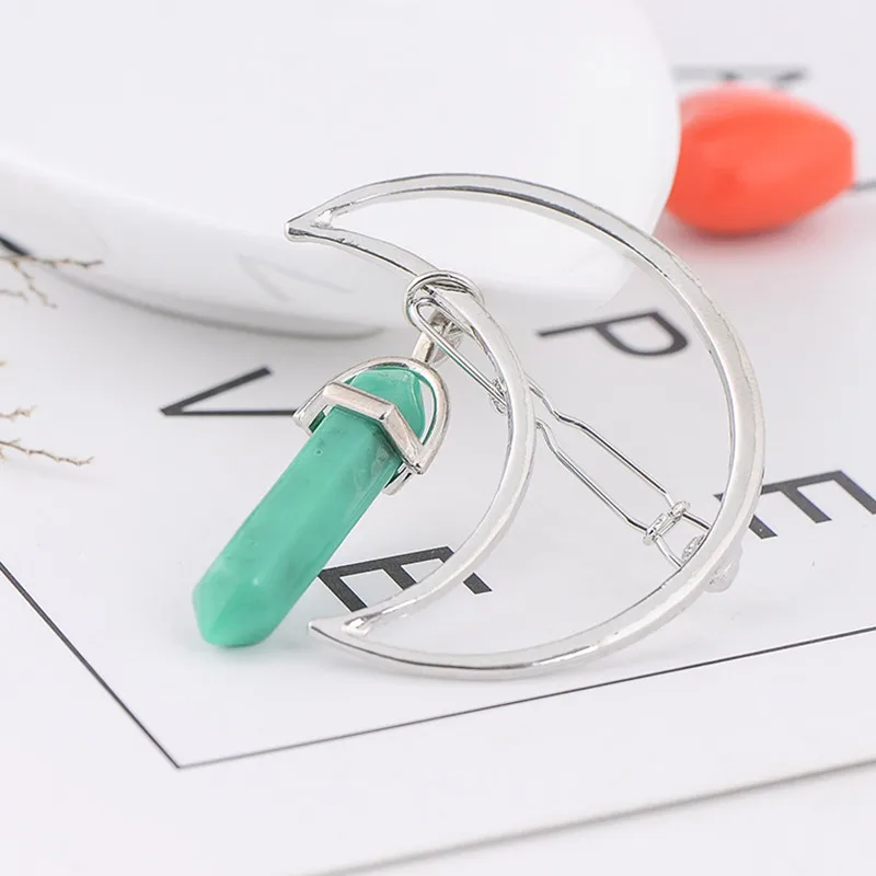 1 шт. сплав золотой цвет полумесяц искусственный кварц шестигранная призма