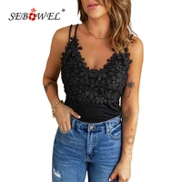 2022 summer sexy lace overlay strappy women crochet hollow out casual tank top female sling v neck sleeveless shirts floral vest