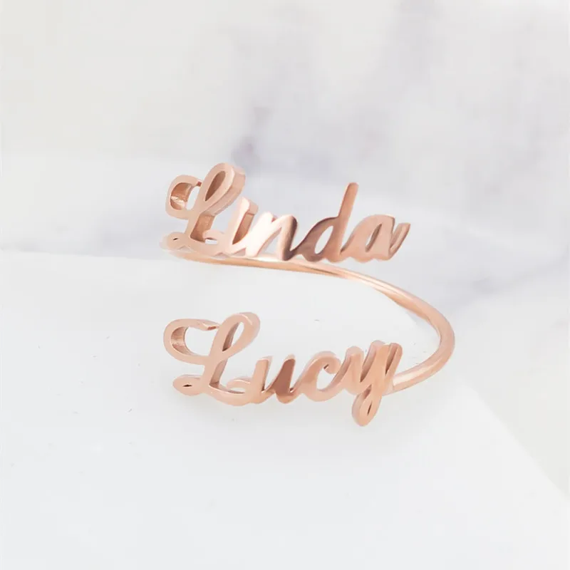 Двойные Кольца для влюбленных парные ювелирные изделия из нержавеющей стали под