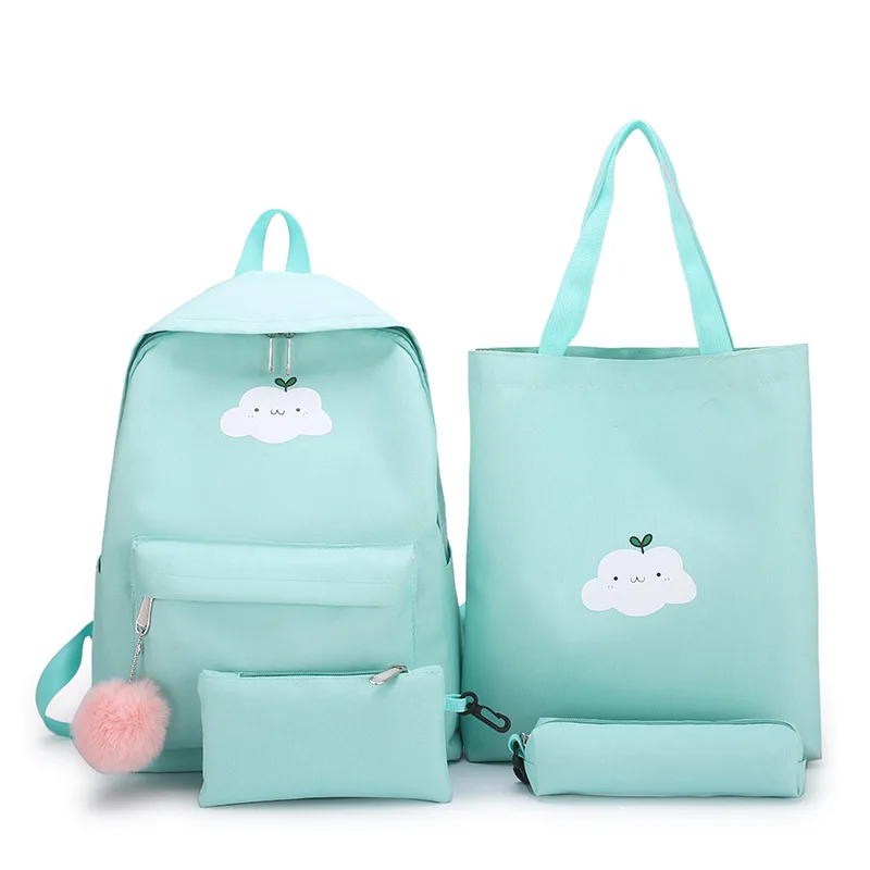 Женские школьные сумки 4 шт./компл. холст Облако водонепроницаемый рюкзак для