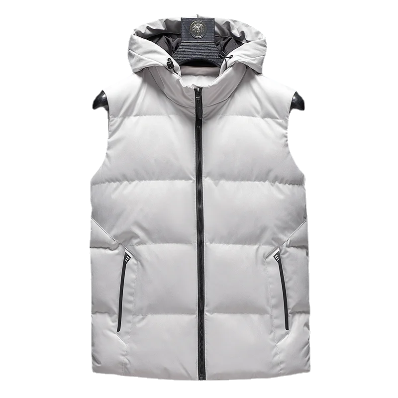 

Oversized Men's Vest Hooded Down Cotton Pure Color Slim Fit Fashion Techwear Men's Jacket L-5XL