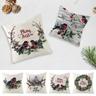 45*45 Рождественская наволочка квадратной формы с принтом, наволочка из хлопка и льна, Рождественский домашний диван, стул, искусственное кресло, чехол, Декор