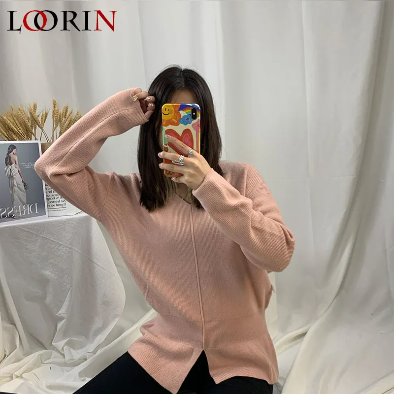 Lorin распродажа 2020 осень зима v-образный вырез Повседневная Мягкая Мода Тонкий Femme