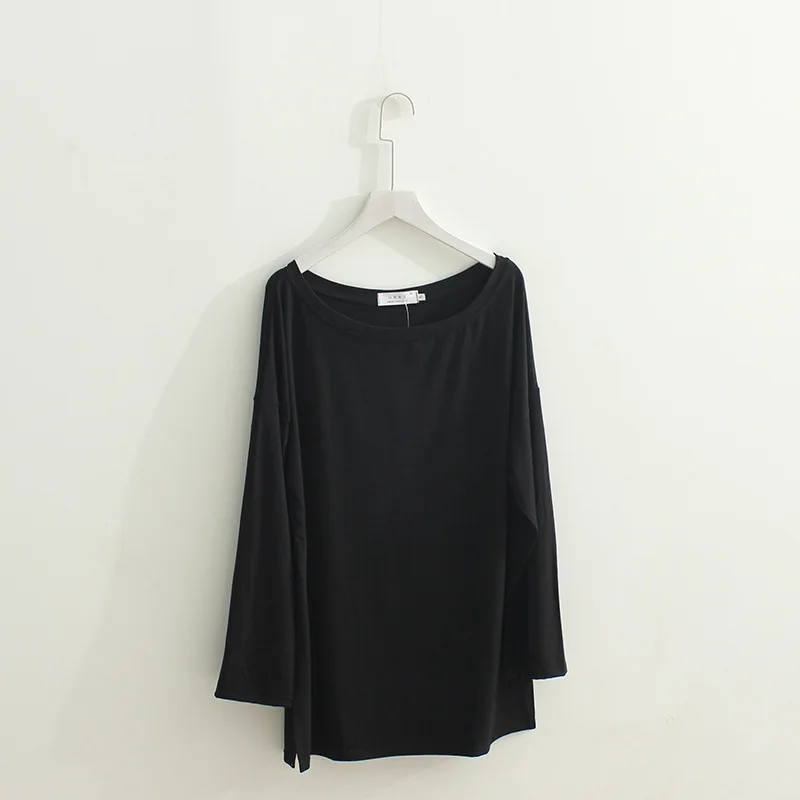 

TVVOVVIN Autumn Korean Thin Summer Autumn Clothing Solid Color Casual Long Sleeve Soft Base T-shirt Womens Tops NHSU