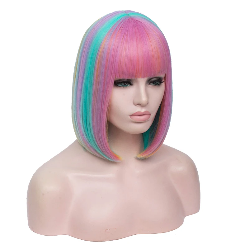 Женские парики для косплея MSIWIGS из двух оттенков Bobo розовые синие смешанные